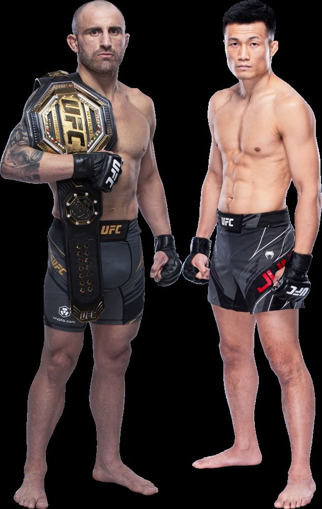 10일 타이틀전을 벌이는 볼카노프스키(왼쪽)와 정찬성(사진=UFC제공)