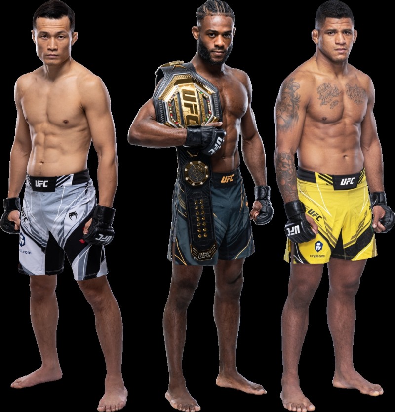 왼쪽부터 정찬성, 알저메인 스털링, 길버트 번즈(사진=UFC)