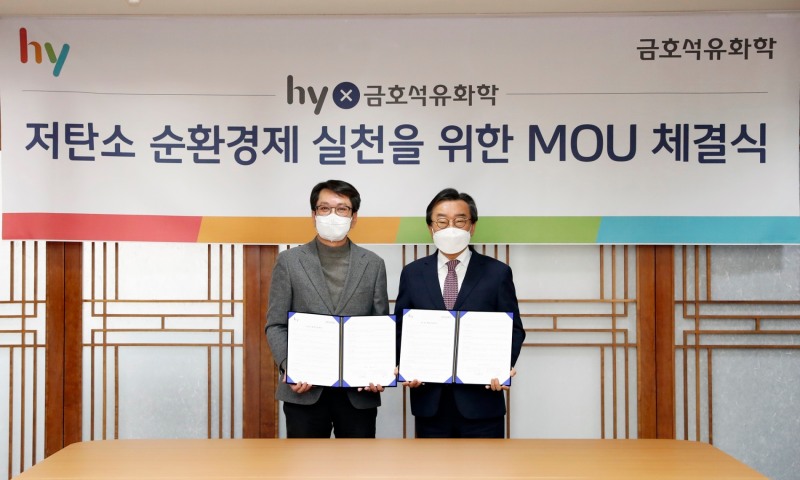 사진=왼쪽부터 김병진 hy 대표이사, 백종훈 금호석유화학 대표이사