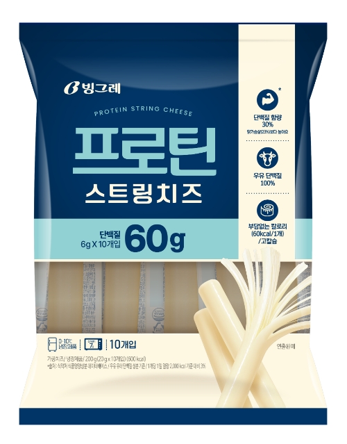 스트링치즈에 단백질을 강화한 고단백, 고칼슘의 간편 영양 간식