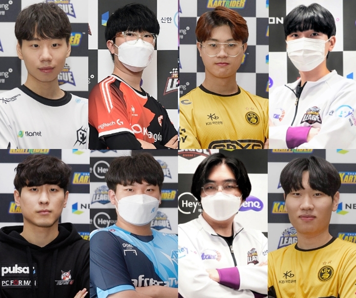 (왼쪽 위부터 시계 방향)유창현, 이재혁, 박인수, 김다원, 박현수, 안정환, 노준현, 전대웅(사진=넥슨 제공).