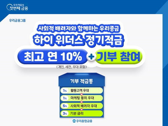 우리종합금융, 최고 연 10%‘하이 위더스 정기적금’출시