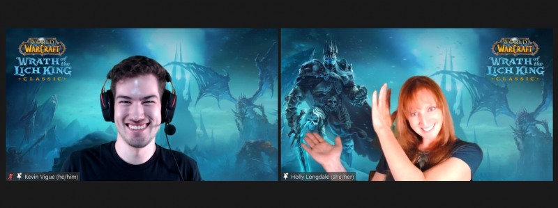 '월드오브워크래프트 클래식' 업데이트 '리치왕의 분노'를 담당한 홀리 롱데일 수석 프로듀서(오른쪽)와 케빈 뷔그 소프트웨어 엔지니어.