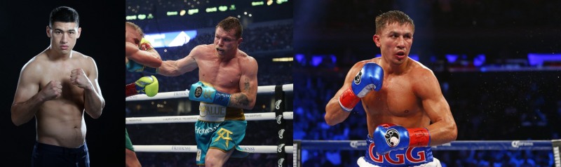 최고 주먹을 가릴 챔피언들. 왼쪽부터 비볼, 카넬로, 골로프킨