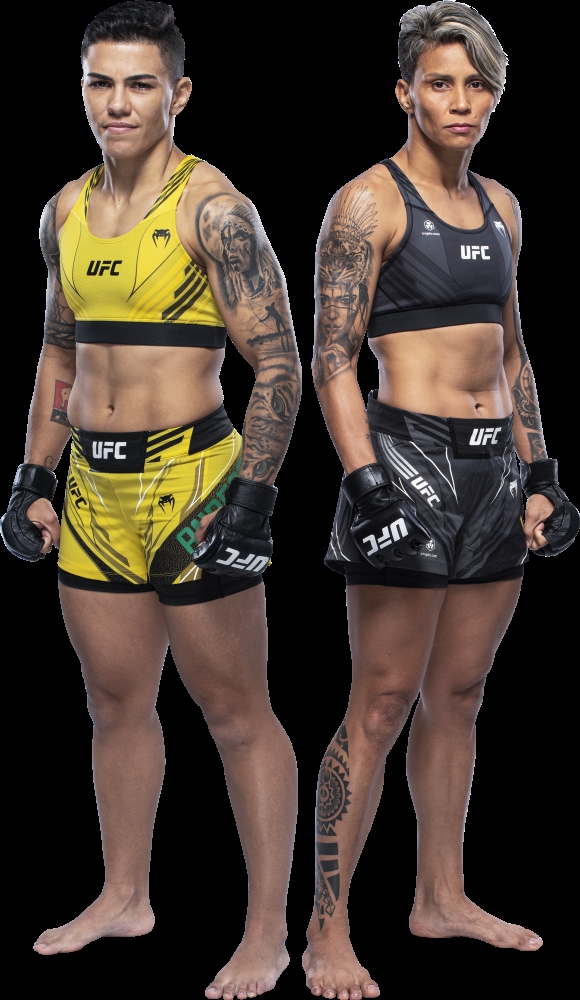 다시 스트로급으로 돌아온 전챔피언 안드라데(왼쪽)와 5연승의 레모스(사진=UFC)