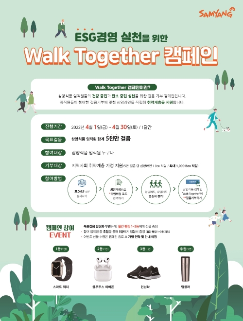 삼양식품, 걸음 기부 캠페인 ‘워크 투게더’ 목표 조기 달성