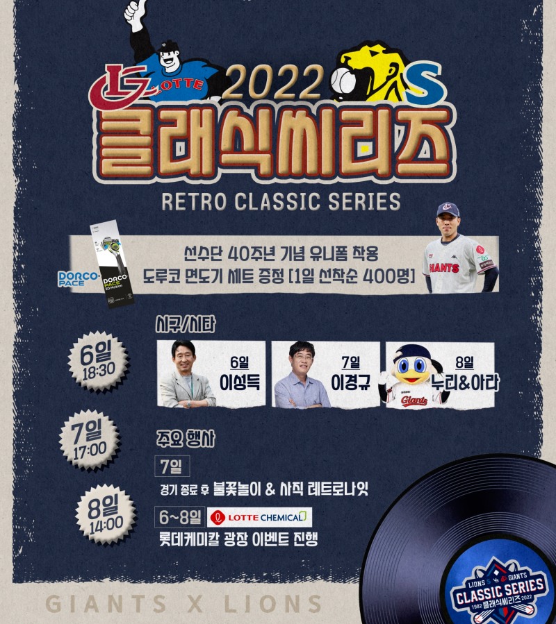 롯데 자이언츠, 삼성 라이온즈와의 5월 첫 주말 홈 3연전(6일~8일) '레트로 클래식 시리즈'로 다양한 행사와 이벤트 준비해