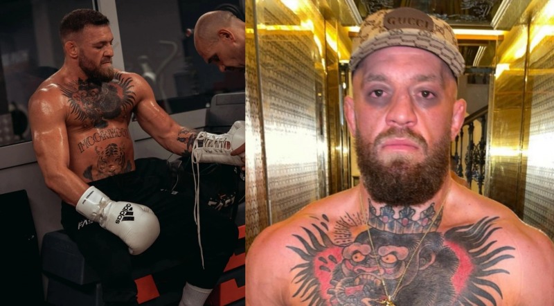 훈련을 준비하고 있는 맥그리거(왼쪽)와 폴이 장난 친 '바보같은 맥그리거'(사진=인스타그램)