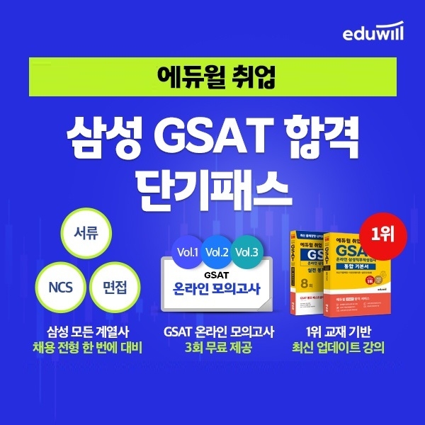 에듀윌, 삼성 취업 대비 돕는 ‘삼성 GSAT 합격 단기패스’ 과정 진행