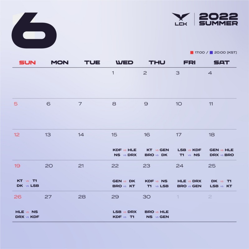 2022 LCK 서머 일정 및 대진 공개