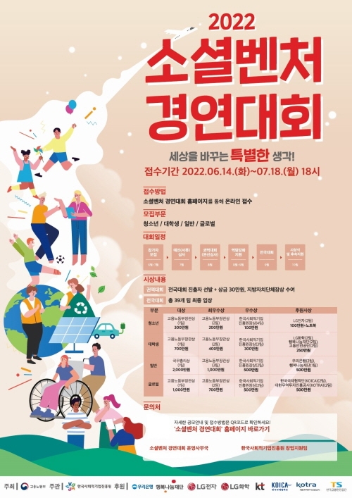 ‘2022년 소셜벤처 경연대회’ 참가자 7월18일까지 온라인 모집