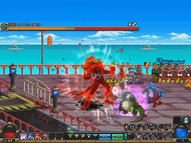 원작에서는 버서커가 2차 각성 블러드 이블이 돼 '블러드 리블'을 사용한다. '블러드 리블'을 사용해 혈마인으로 변신한 모습.