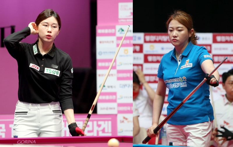 4강에서 붙는 이미래(왼쪽)와 김민아(사진=PBA. 브릴리언트 빌리아드)