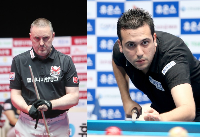 결승행을 다투게 된 쿠드롱(왼쪽)과 사파타(사진=PBA. 브릴리언트 빌리아드)