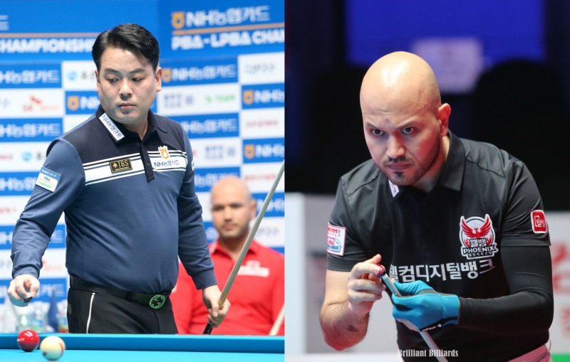 4강전에서 만난 조재호(왼쪽)와 위마즈(사진=PBA. 브릴리언트 빌리아드)