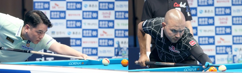 4강 리벤지 매치의 조재호(왼쪽)와 위마즈(사진=PBA)