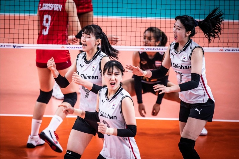 태국과의 VNL 예선 9차전에서도 진 한국 여자배구대표팀[국제배구연맹 홈페이지 캡처]