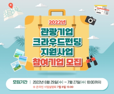 ‘2022 관광기업 크라우드펀딩 지원 사업’ 참여기업 모집 포스터