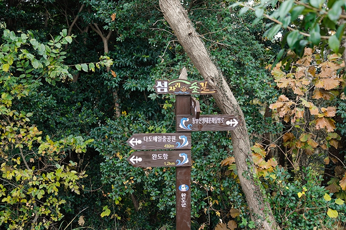 완도 섬자리 숲길 트레킹코스 표지판 (사진제공 = 완도군)