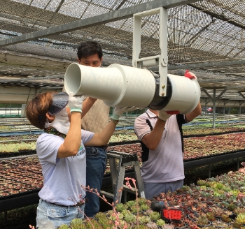 다육식물 시설하우스내 제트팬 설치