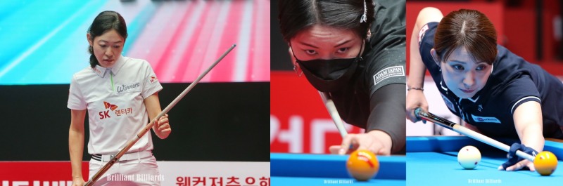 일본 강세를 이끈 히다,나츠미, 나미코(왼쪽부터. 사진=브릴리언트 빌리아드)