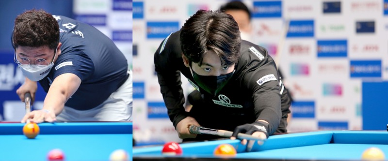 1회전에서 탈락한 조건휘(왼쪽)와 신정주(사진=PBA)