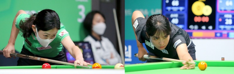 B조에 다 모인 우승후보들. 위 왼쪽부터 시계방향으로 김가영, 김세연, 스롱, 히다.(사진=PBA)