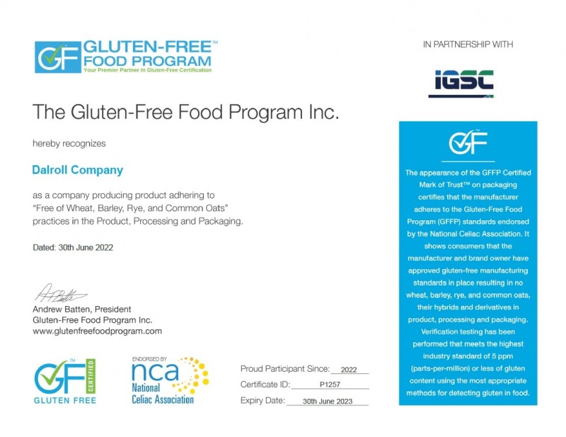 달롤컴퍼니, 글루텐프리 베이커리 제조공장 GFFP 시설 인증...국내 최초