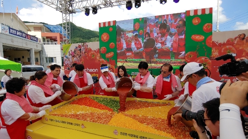 2019년 (주)오뚜기에서 준비한 천인의 스파게티 모습