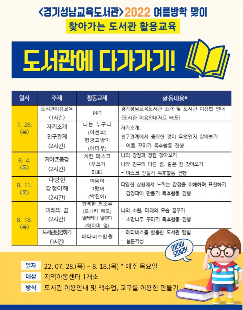 경기성남교육도서관, 찾아가는 도서관 활용 교육 프로그램 운영