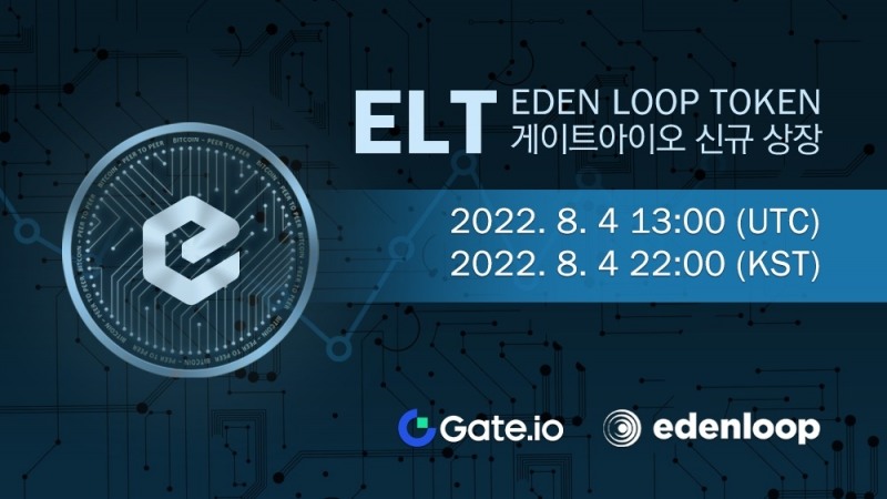 에덴루프, 글로벌 5위 가상자산 거래소 '게이트아이오' 4일 상장