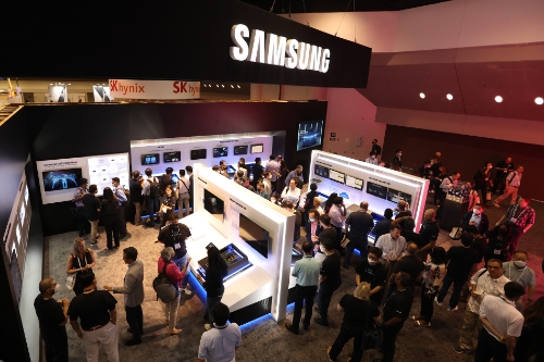 2일(현지시간) 미국 산타클라라 컨벤션센터에서 열린 '플래시 메모리 서밋 2022(Flash Memory Summit)' 행사 현장에 마련된 삼성전자 부스