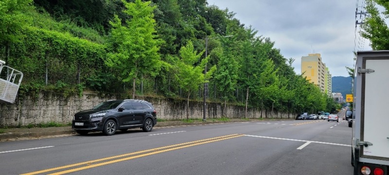 알뫼산 옹벽으로 이곳에 디자인 조명을 설치할 예정이다. (사진제공 = 화순군)