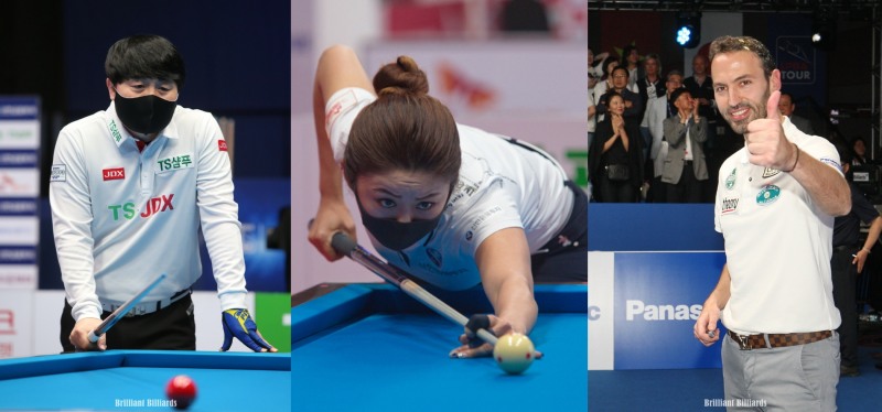 신생 하나카드의 주축인 김병호, 김가영, 카시도코스타스(왼쪽부터. 사진=브릴리언타 빌리아드)