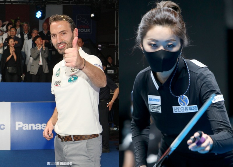 2승을 올린 하나카드 남녀 에이스 필리포스와 김가영(사진=PBA.브릴리언트 빌리아드)