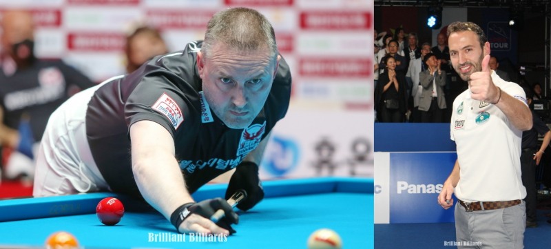 2패 쿠드롱(왼쪽)과 2승 카시도코스타스(사진=브릴리언트 빌리아드)