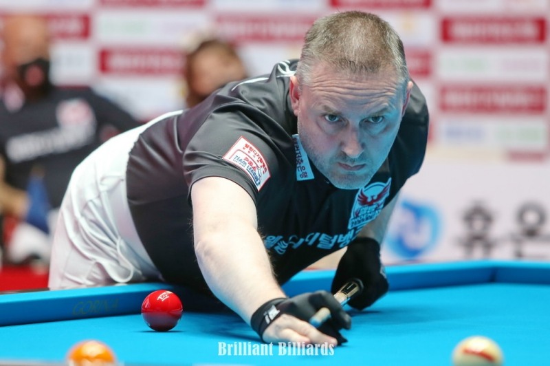 대회 첫 11점 퍼펙트 큐를 완성한 쿠드롱.(사진=브릴리언트 빌리아드)