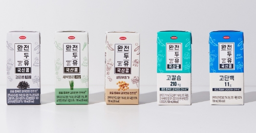 한미헬스케어가 국산콩 100%를 통째로 갈아 넣어 출시한 완전두유 신제품 5종. / 사진 제공 = 한미헬스케어