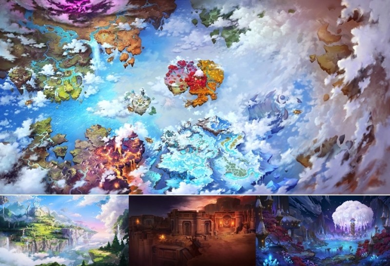 '크로니클'에 등장하는 대륙과 주요 지역.