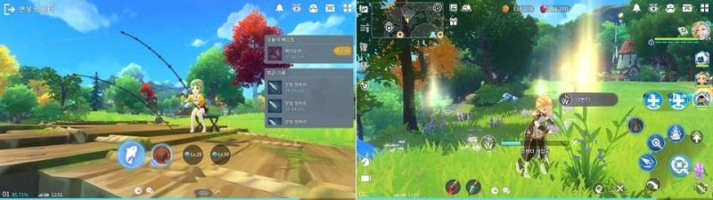 낚시, 채집 등 생활형 콘텐츠도 즐길 수 있다.