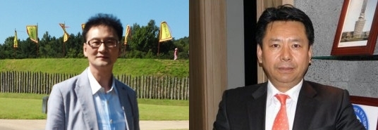 신기찬 청학대 평생교육원 이사장(좌) 이찬석 회장(우)