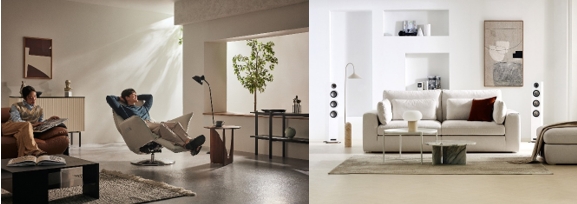 사진=좌)씨엘로 1인 자동 리클라이너 소파, 우)햄프 3인 젠위브 패브릭 소파