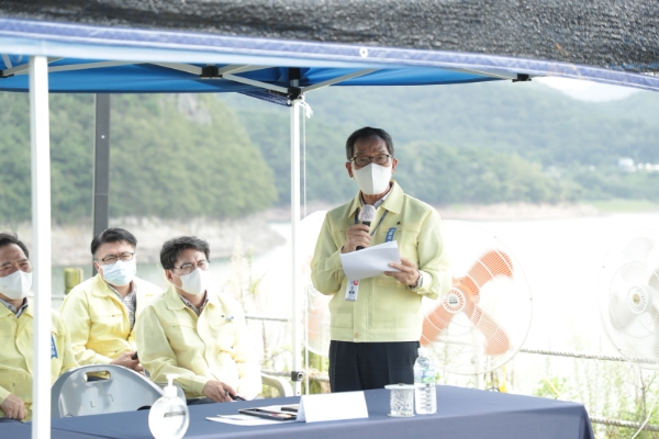 24일 나주호에서 열린 을지연습 실제훈련에서 이병호사장은 실전같은 훈련으로 비상대비 태세 역량을 강화해 국민의 생명과 안전을 지키는데 최선을 다하자고 말했다.