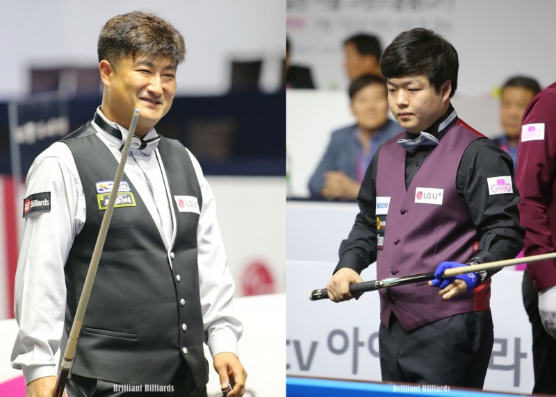 시드 배정을 받아 4라운드부터 출전하는 이충복(왼쪽), 조명우(사진=브릴리언트 빌리아드)