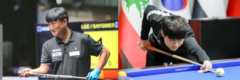 32강에 오른 이충복(왼쪽)과 손준혁(사진=브릴리언트 빌리아드)