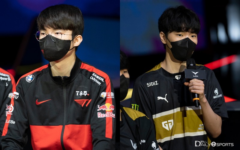 T1 '페이커' 이상혁(왼쪽)-젠지 '쵸비' 정지훈.