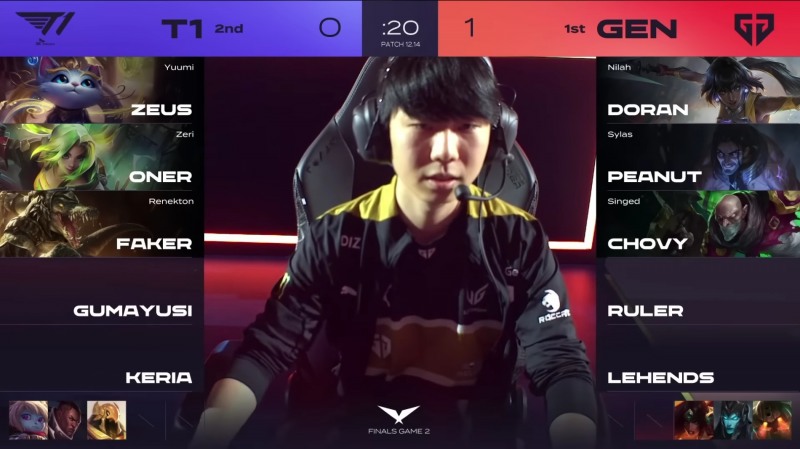 2세트에서 젠지는 제리-유미를 내주고 자신들의 강점을 살려 닐라-신지드로 카운터를 쳤다(사진=LCK 공식 유튜브 캡처).