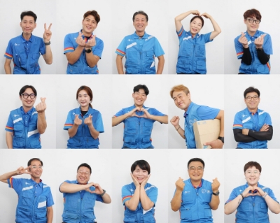 택배웃다 캠페인에 참여한 택배기사 프로필 사진 콜라주 / 이미지제공=CJ대한통운