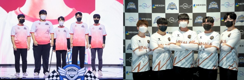 단두대 매치를 펼치는 에이펙스(좌)와 피날레 e스포츠.