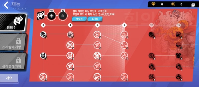 '토치라이트: 인피니트'의 스탯 트리에 해당하는 '재능' 화면.